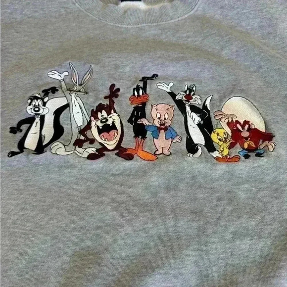 Warner brothers embroidered Luney tunes  sweatshirt M - Picture 2 of 6